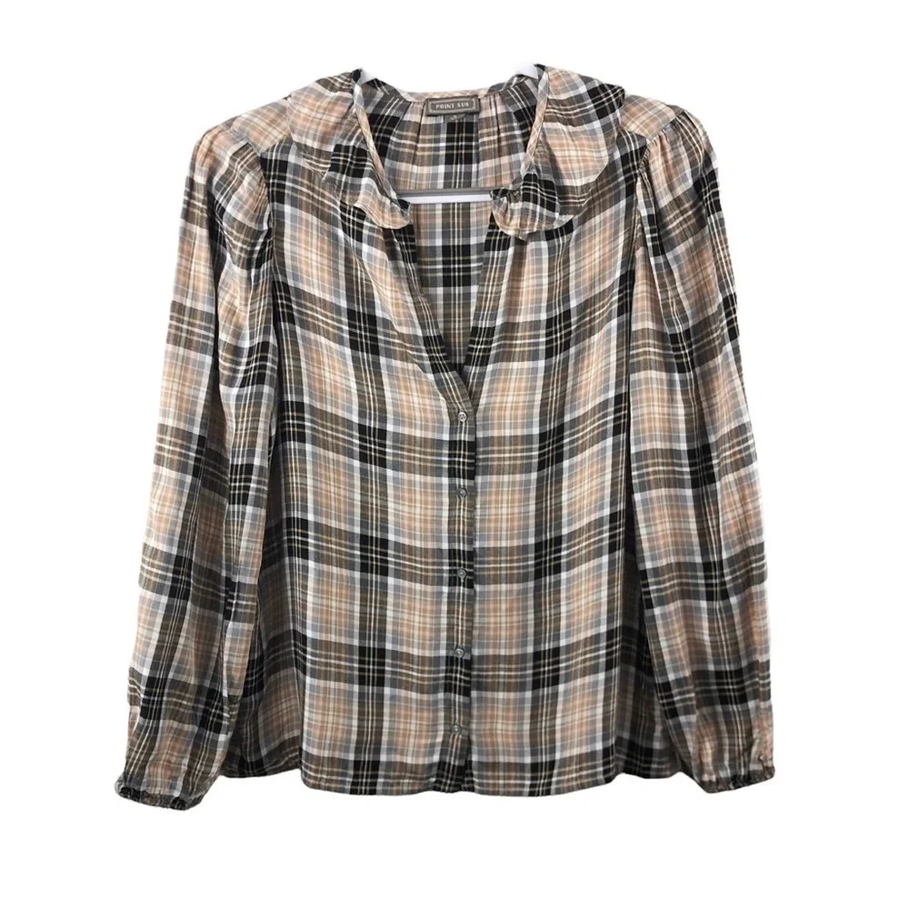 J.Crew Point Sur Plaid Button Down Blouse